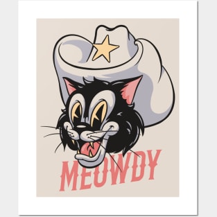 Howdy Meowdy - Cowboy Cat Retro Mascot | Howdy Posters and Art